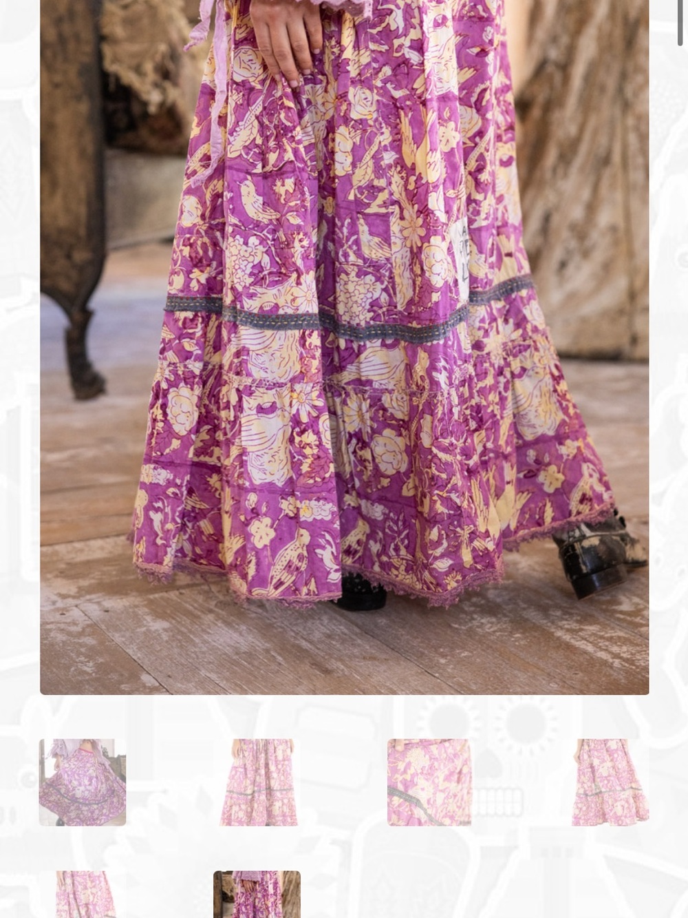 Magnolia Pearl Purple and Yellow Floral Tiered Maxi Skirt